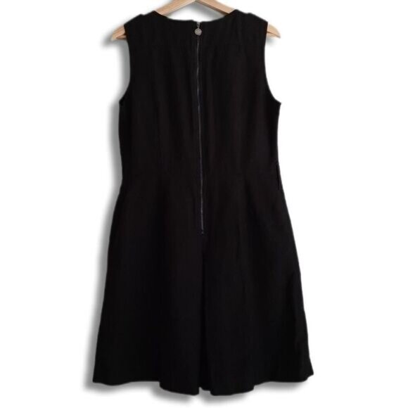 CALVIN KLEIN / Linen Blend w/ Pockets Knee Length Dress Black Sz 12 - Picture 8 of 12